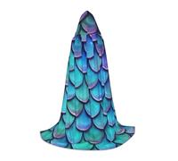 HYSDPUZK Mermaid Teal Fish Hooded Cape For Teens Halloween Costume, Cosplay, Masquerade, Wizard Robe