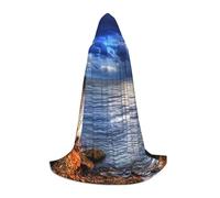 HYSDPUZK Pelican Birds Blue Sea Sky Hooded Cape For Teens Halloween Costume, Cosplay, Masquerade, Wizard Robe