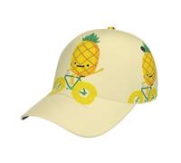 Hysdpuzk Pineapple Bike Print Tylish Curved-Brim Baseball Cap - Full Print Polyester Hat for All Seasons and Genders