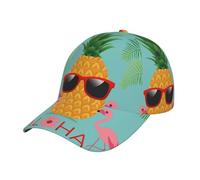 Hysdpuzk Pineapple Flamingo Print Tylish Curved-Brim Baseball Cap - Full Print Polyester Hat for All Seasons and Genders