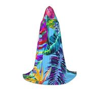 HYSDPUZK Pink Flower Tropical Plant Hooded Cape For Teens Halloween Costume, Cosplay, Masquerade, Wizard Robe
