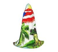 HYSDPUZK Puerto Rico Flag Frog Palm Trees Hooded Cape For Teens Halloween Costume, Cosplay, Masquerade, Wizard Robe