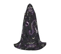 HYSDPUZK Purple Black Goth Spooky Hooded Cape For Teens Halloween Costume, Cosplay, Masquerade, Wizard Robe
