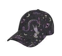 Hysdpuzk Purple Black Goth Spooky Print Tylish Curved-Brim Baseball Cap - Full Print Polyester Hat for All Seasons and Genders