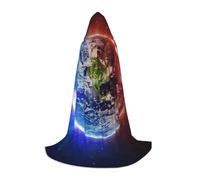 HYSDPUZK Space Planet Earth Hooded Cape For Teens Halloween Costume, Cosplay, Masquerade, Wizard Robe
