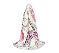 HYSDPUZK The Paris Tower And A Bicycle Hooded Cape For Teens Halloween Costume, Cosplay, Masquerade, Wizard Robe