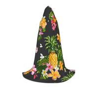HYSDPUZK Tropical Pineapple Hawaiian Hooded Cape For Teens Halloween Costume, Cosplay, Masquerade, Wizard Robe