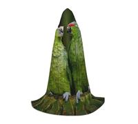 HYSDPUZK Two Parrots On Green Palm Tree Hooded Cape For Teens Halloween Costume, Cosplay, Masquerade, Wizard Robe