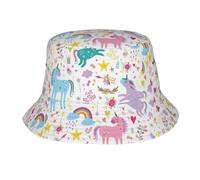 HYSDPUZK Unicorns Pink Print Adult Sunshade Fishing Hat - Multifaceted Printed Polyester Fishing Cap for Men and Women - Foldable, Breathable, and Unisex Sun-Protective Hat