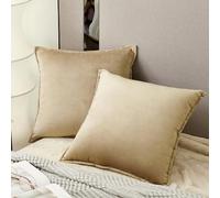 HYSEAS 20-Inch Square Pack of 2 Velvet Throw Pillow Cover - Elegant Decorative Cushion Cases in Taupe - Ideal for Living Room, Bedroom, Sofa, RV and Car
