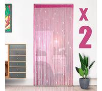 HYSENM 2 Pack Door Curtain 100 x 200cm Fly Screen - Beaded String Curtain for Doorways - Rose Red