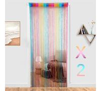 HYSENM 2 Pack Door Curtain 100 x 200cm Fly Screens for Doors, Beaded Door Curtain String Curtain for Doors, Door Fly Screen Curtain for Doorways - 6 Colors