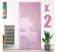 HYSENM 2 Pack Door Curtain 100 x 200cm Fly Screens for Doors, Beaded String Curtain for Doors, Door Fly Screen Curtain for Doorways - Pink