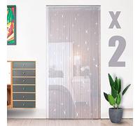 HYSENM 2 Pack Door Curtains 100 x 200cm Fly Screens for Doors, Beaded String Curtain for Doors, Door Fly Screen Curtain for Doorways - White