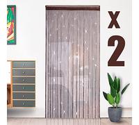 HYSENM 2 Pack Door Curtains 100 x 200cm Fly Screens for Doors, Beaded String Curtain for Doors, Door Fly Screen Curtain for Doorways - Brown