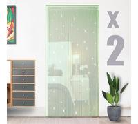 HYSENM 2 Pack Door Curtains 100 x 200cm Fly Screens for Doors, Beaded String Curtain for Doors, Door Fly Screen Curtain for Doorways - Fruit Green