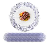 HYSENM 50 Pcs Disposable Blue Placemats Set Metallic 13 Inch Round Table Doilies, Ultra-Thin Messy Lines Disposable Placement Mats for Home Decoration Dining Table Wedding Birthday Party
