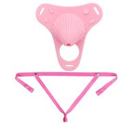 HYSHGJY Male Chastity Belt Wearable Sissy Cross-Dressing Pink Silicone Conch Penis cage Adult Sex Toys;4 Types Available (Pink-544+Pink Elastic Belt)