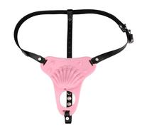 HYSHGJY Male Chastity Belt Wearable Sissy Cross-Dressing Pink Silicone Conch Penis cage Adult Sex Toys;4 Types Available (Pink-541+Black PU Belt)