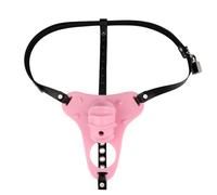 HYSHGJY Male Chastity Belt Wearable Sissy Cross-Dressing Pink Silicone Conch Penis cage Adult Sex Toys;4 Types Available (Pink-543+Black PU Belt)