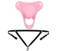 HYSHGJY Male Chastity Belt Wearable Sissy Cross-Dressing Pink Silicone Conch Penis cage Adult Sex Toys;4 Types Available (Pink-544+Black Elastic Belt)