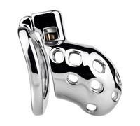 HYSHGJY Metal Hollow Chastity Lock Male Cock Cage Aluminum Alloy Lightweight Chastity Belt SM Restrain Device, Mirror Polish Finish (S with 55mm Ring)