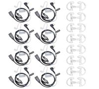 HYSHIKRA Earpiece Compatible for Motorola DP1400 CP040 GP300 GP88 Walkie Talkie Radio, Ear Piece with Mic and PTT for Security Bodyguard (Transparent tube with earplugs, 8 Pack)