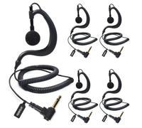 HYSHIKRA On Ear Headset 3.5mm Jack Single Ear Reception Only Walkie Talkie Headphones Compatible with Motorola Sepura Rexon Wouxun Kenwood Baofeng Quansheng handheld radios (G Shape 5 PACK)