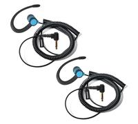 HYSHIKRA One Ear Headset 3.5mm Jack Single Ear Reception Only Walkie Talkie Headphones Compatible with Motorola Sepura Rexon Wouxun Kenwood Baofeng Quansheng handheld radios (Blue g Shape 2 pack)