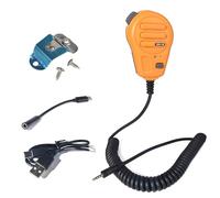 HYSHIKRA PTT Wired Microphone for ZELLO App - iOS & Android Compatible w/ 800mAh Battery, Charging Cable, Type-C Adapter, Mic Bracket - Push-to-Talk for Clear Communication(Yellow)
