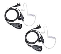 HYSHIKRA Radio Earpiece Compatible with Retevis Baofeng UV5R Kenwood TK250 Walkie Talkie Headset with PTT and Mic (Transparent tube, 2 PACK)