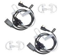 HYSHIKRA Walkie Talkie Earpiece with mic, 2 Pin Headset with PTT, Compatible with Kenwood eSnic Retevis Baofeng UV-5R Radio Ear Piece for Security Bodyguard (Transparent tube with earplugs, 2 Pack)