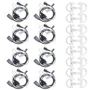 HYSHIKRA Walkie Talkie Earpiece with mic, 2 Pin Headset with PTT, Compatible with Kenwood eSnic Retevis Baofeng UV-5R Radio Ear Piece for Security Bodyguard (Transparent tube with earplugs, 8 Pack)