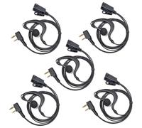 HYSHIKRA Walkie Talkie Earpiece with mic, 2 Pin Headset with PTT, Compatible with Kenwood eSnic Retevis Baofeng UV-5R Radio Ear Piece for Security Bodyguard (G Shape, 5 Pack)
