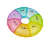 Hyshina Large Weekly Pill Organizer, Medicine Box Travel Case Colorful Design Dispenser, Easy Open, 7 Day Compartments, Extra Storage, Portable Vitamin Holder for Daily Medication Supplement Fish Oil