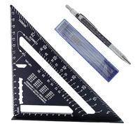 HYSHLC 185 mm Carpenter's Square Triangle Aluminium Ruler 90 Degree Thickened Triangle Protractor Woodworking Measuring Angle Metric Speed Square Layout Tool Carpenter's Angle Roofer Engineer (Black)