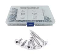 HYSHLC 185 Pcs Self Tapping Screws, 410 Stainless Steel Wood Screws Assortment Kit, M4 Bolts (25/30/35/40/45/50mm), Countersunk Screw Set for Kitchen, Wardrobe, Cupboard