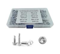 HYSHLC 200 Pcs Trapezoidal Sheet Metal Self-Tapping Screws Set, Hexagonal Metal Stainless Steel 410 Roofing Screws M4.2 and M4.8 (Hex Head)