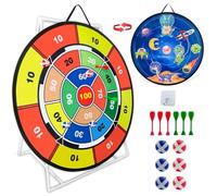 HYSHLC 29 Inches Double-Sided Kids Dart Board Set with Stand, Indoor Outdoor Target Game with 6 Sticky Balls, Fun Party Game Gifts for 3-12 Boys Girls