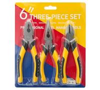 HYSHLC 3 Pcs Pliers Set 160mm with Soft Grip Handles, Carbon Steel Long Nose Plier, Combination & Diagonal Cutters with Ergonomic Handles for DIY Projects, Electricians, Plumbing, Automotive Repair