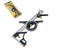 HYSHLC 300 mm 12 Inch Combination Square Set Carpenter's Angle Adjustable Protractor Stainless Steel Try Square Universal Angle with Spirit Level and Scriber Needle for 0-180 Degrees