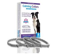 HYSHLC 4 Packs Calming Collar for Dogs, Dog Anxiety Relief, Vet Recommended Adjustable Dog Calming Collar, Lavender Pheromones Helps Reduce Anxiety, Waterproof Design for Puppy & Adult (Grey)
