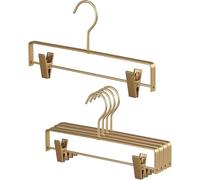 HYSHLC 5 Pcs Hangers Gold Solid Aluminum Alloy Non Slip Heavy Duty Hanger Clip Organizer Storage Rack Clamp Hook for Pants Coat Clothes Trouser Blouse Dress Shirt Jacket