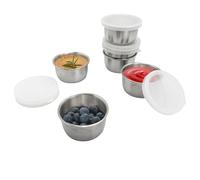 HYSHLC 6 Pcs Stainless Steel Dip Bowls with Lids, 40ml Portable Leak-Proof Soy Sauce Dish, Reusable Mini Seasoning Storage Containers for Party Home Picnic Restaurant