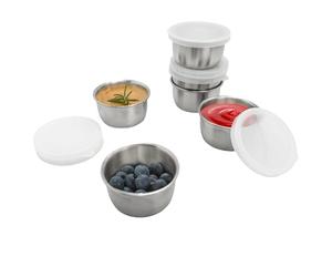 HYSHLC 6 Pcs Stainless Steel Dip Bowls with Lids, 40ml Portable Leak-Proof Soy Sauce Dish, Reusable Mini Seasoning Storage Containers for Party Home Picnic Restaurant