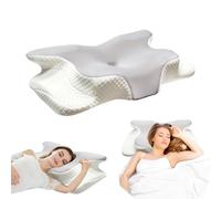 HYSHLC Neck Pillows Memory foam cervical pillow ergonomically designed for neck and shoulder pain relief, Fitting for side, back, and stomach sleeper, with a cooling washable cover(Grey)