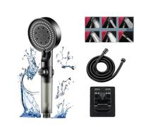 HYSHLC Shower Head with Filter 1.5m Hose and Bracket High Pressure Upgrade Head with 6 Spray Modes No Leak Powerful Shower Head for Bathroom Black