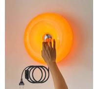 HYSJDMNC 12W Led Wall Lamp Indoor Orange Donut Lamp Wall Light with Cable and Plug Wall Sconce Round Dimmable Wall Lighting Touch Control Night Light Glass Deco Bedside Lamp with Switch Ring Lamp