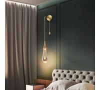 HYSJDMNC European Minimalist Crystal Wall Lamp, Post-Modern Vintage Gold/Black Wall Light, Luxury Bedroom Wall Sconce, Hallway Aisle Decorative Lights Living Room Wall Mounted Lamp YYuan