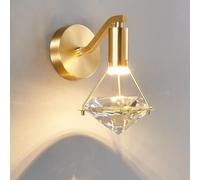 HYSJDMNC Modern Crystal Wall Lamp Brass 3 Colors Adjustable K9 Glass Wall Light LED Indoor Diamond Luxury Deco Bedside Lamp Gold Reading Light for Bedroom Living Room Dining Room Hallway Staircase